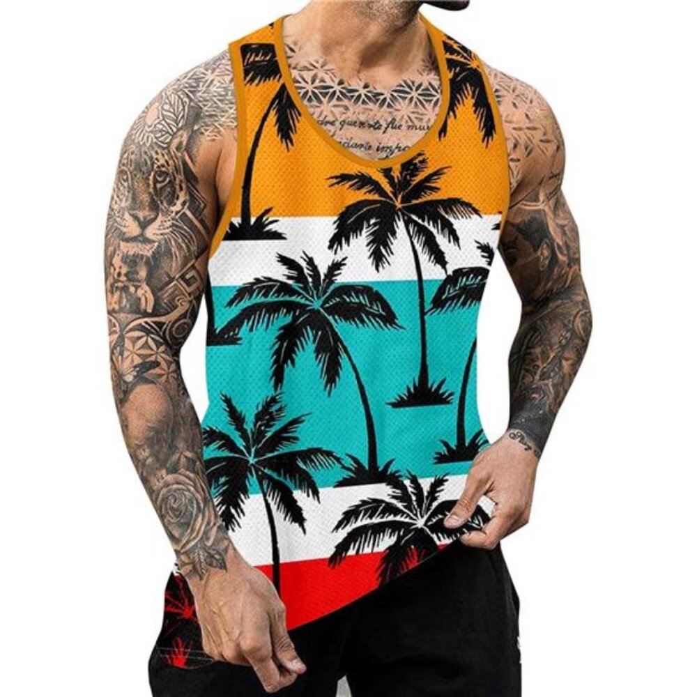 Mens 3D Digital Printing Sleeveless Tank Top